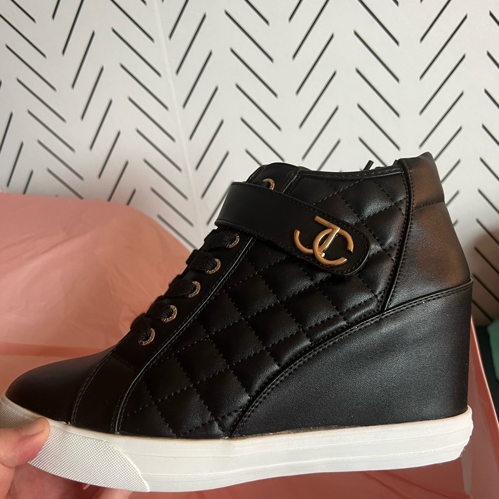 Juicy Couture Black Quilted Wedge Sneakers - Picture 6 of 11